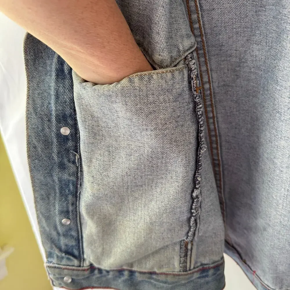 Vintage Chaps Blue Jean Denim Jacket Mens M 100% Cotton Y2K Grunge Streetwear - Picture 5 of 13